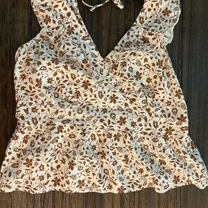 Old Navy Brown and Cream‎ Floral Blouse